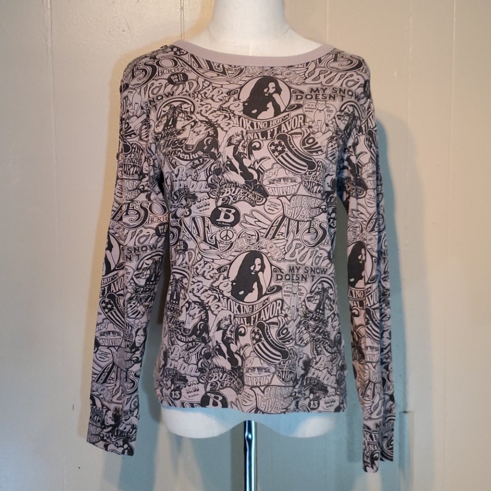 B by Burton Vintage Taupe & Black Graphic Shirt